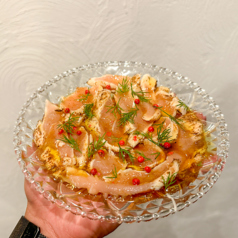 鶏ササミの炙りカルパッチョ