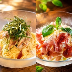 ・生ハムとトマトの冷製スパゲティー マスカルポーネ共に・明太子とイカの冷製クリームスパゲティー