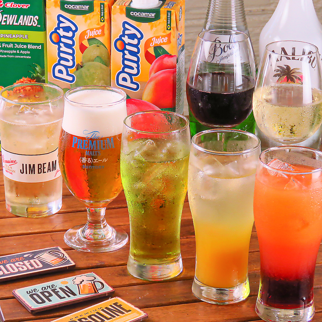 ドリンクをたくさん飲んでいただきたい!アルコール、ノンアルコールを種類豊富にご用意しています。