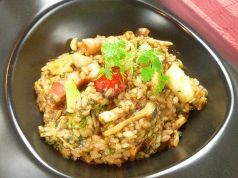 ベーコンとキノコのデミグラスリゾット