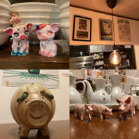 店内各所にぶたの置物？