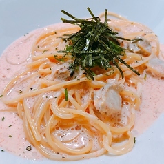 ホタテと明太子のクリームパスタ