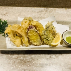 カキ磯辺と秋野菜の天ぷら