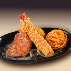 リブロースステーキ 70g&《手仕込み》海老フライ　タルタルソース・レモン付