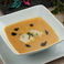 【スープ】赤ピーマンとトマトのポタージュ/鶏のマリネ・黒オリーブの香り 