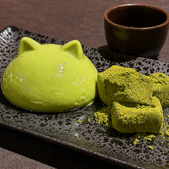 抹茶プリン 黒蜜添え