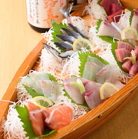 大満足★厚切りの新鮮魚介類のお刺身をご提供！
