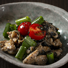 炭香鶏はらみ黒柚子胡椒和え