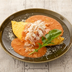 蟹チーズオムレツ　トマトクリームソース