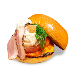 自家製ブリオッシュバンズの鴨＆アップルクリームチーズバーガー