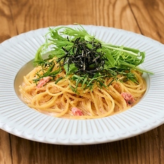 明太子と水菜のクリームソース