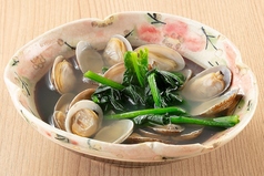 浅利と青菜の酒蒸し