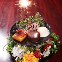 肉ケーキの他にも写真のようなバースデープレート可◎