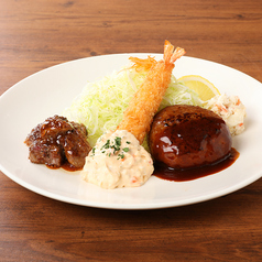 ハンバーグ＆海老フライ＆コロコロステーキプレート