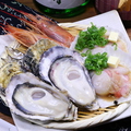 料理メニュー写真&nbsp;浜焼きセット(赤海老1尾・牡蠣1個・ししゃも2尾・ホタテ1枚)