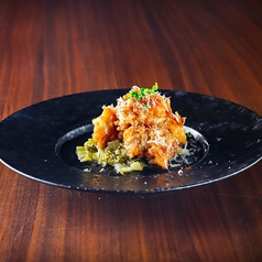 白子のクロケット 葉野菜のエチュベとペコリーノロマーノ