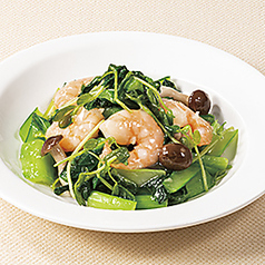 海老と2種青菜のあっさり塩炒め