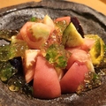 料理メニュー写真&nbsp;水茄子とトマトのサラダ 青梅ゼリー掛け
