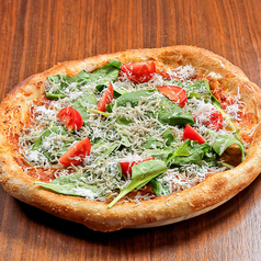 岐阜県産フレッシュほうれん草と釜揚げシラスのピザ　