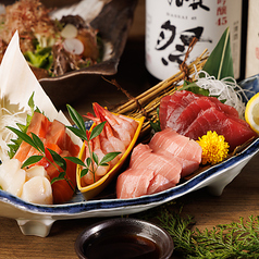 本日の鮮魚5点盛り -雲丹醤油で味わう-