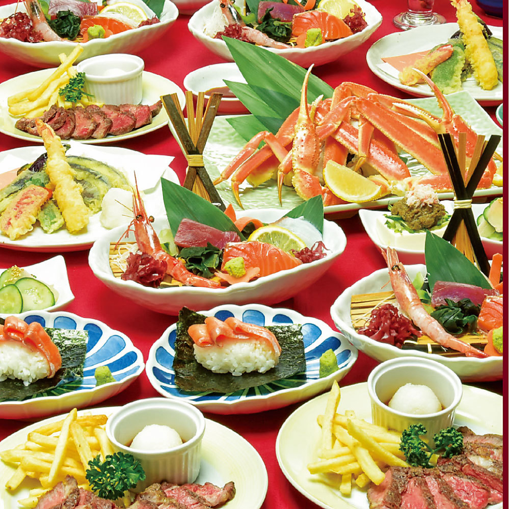 【饗宴コース】刺身4種盛や天ぷら盛合せ等、豪華料理が楽しめる自慢のコース！