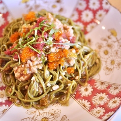 明太高菜の冷製なっとうパスタ
