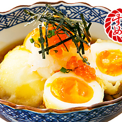 半熟玉子の揚げ出し~イクラ鬼おろし~/明太チーズオムレツ