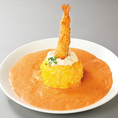 海老フライオムライス　　カニクリームソース