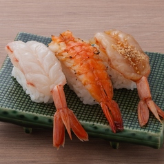 海老三昧（赤エビ・漬け赤エビ・浜焼き風蒸しエビ）