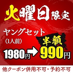 【火曜日】ヤングセット(1人前) 1980円→990円