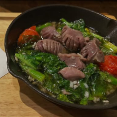 砂肝と季節野菜のアヒージョ【バケット付き】
