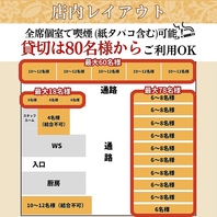 ゆったり過ごせる個室空間