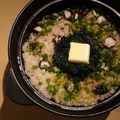 たこと生海苔バターの土鍋めし