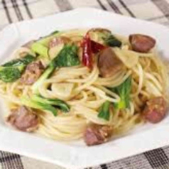 砂肝ライムのペペロンチーノ