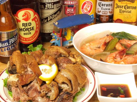 珍しいフィリピン料理各種揃ってます♪ビールも飲み比べしてみてください♪