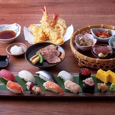 寿司と大海老天ぷらと京鴨御膳（並）