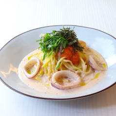 イカと明太子のクリームパスタ