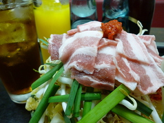 ニラ豚肉もんじゃ (Pork and chinese chive and Hot Monja.)