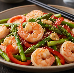 エビアスパラ炒め/空芯菜炒め850円(税込)