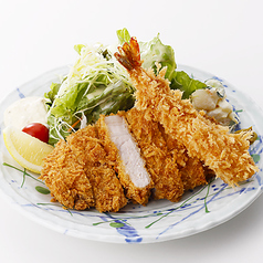 とんかつ海老フライ定食