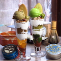 料理メニュー写真&nbsp;抹茶　/　ほうじ茶パフェ　ドリンクセット