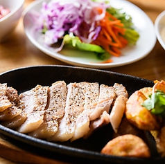 豚ステーキ　鉄板焼き　生姜醤油