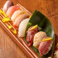 料理メニュー写真&nbsp;豪華肉寿司×海鮮寿司8カン盛り合わせ