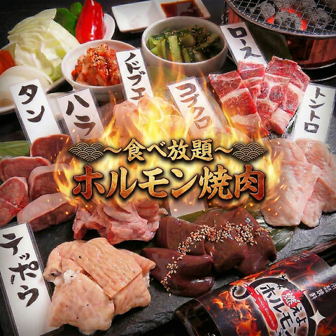 鮮度抜群☆本格炭火焼肉&ホルモンが食べ放題&飲み放題！