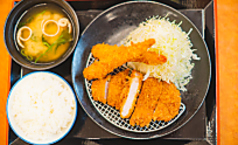とんかつと海老定食