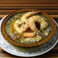 「グツグツのアヒージョ!」 エビと舞茸のアヒージョ