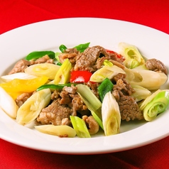 ラム肉と長ねぎの塩炒め