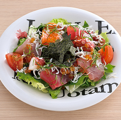 具沢山！！お刺身サラダ～青じそ香るノンオイルドレッシング～