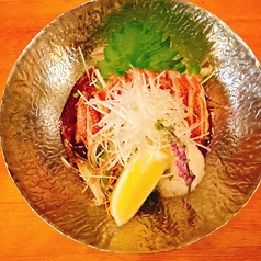 薬味たっぷり霧島高原鶏もものタタキ