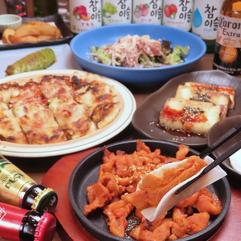 NeoKorean料理6品に3Hゆったり飲放3500円女子会コース♪お誕生日パーティーにも◎